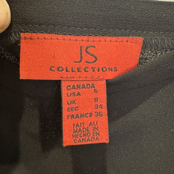 Vintage JS Collections Black Chiffon Overlay Pencil Skirt Long 6 Eveningwear EUC - Picture 3 of 5